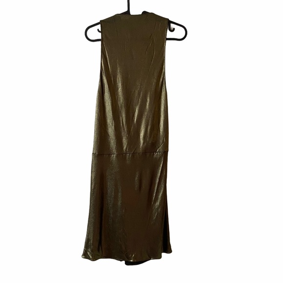 New SAINT LAURENT gold Metallic Mini Dress - Picture 6 of 8